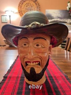 Artisan crafted pottery cowboy bank one of kind from Seagrove North Carolina