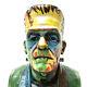 Artist Design One Of A Kind Frankenstein Hand Painted Bust Wooden Base