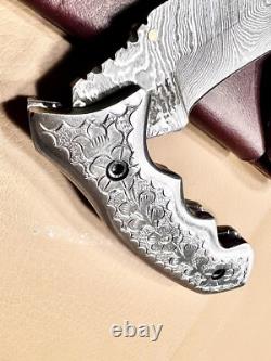 Artistic Hand Scrolled one of a kind Damascus Pocket Knife