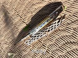 Artistic Scrolled one of a kind Damascus, Pocket Knife Artistic Scrolled one of a kind Damascus, Pocket Knife