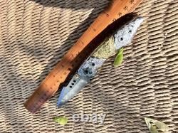 Artistic Scrolled one of a kind Damascus, Pocket Knife