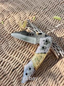 Artistic Scrolled one of a kind Damascus, Pocket Knife