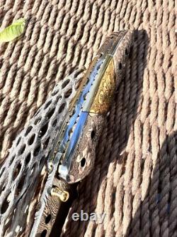 Artistic Scrolled one of a kind Damascus, Pocket Knife