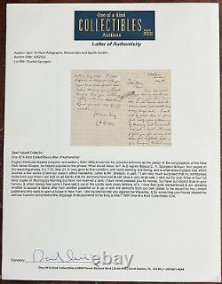 Authentic, One Of A Kind, Charles Spurgeon Handwritten Autographed Letter