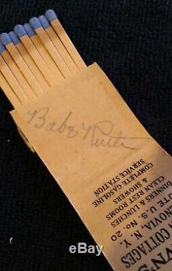 BABE RUTH Autographed Book Of Matches, One Of A Kind
