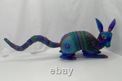 BLUE ARMADILLO- One of a kind wood hand-carved ALEBRIJE from Oaxaca, México