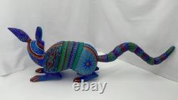 BLUE ARMADILLO- One of a kind wood hand-carved ALEBRIJE from Oaxaca, México