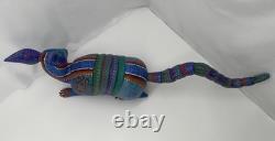BLUE ARMADILLO- One of a kind wood hand-carved ALEBRIJE from Oaxaca, México