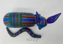 BLUE ARMADILLO- One of a kind wood hand-carved ALEBRIJE from Oaxaca, México