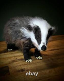 Badger, Animal Sculpture, One of A Kind, Needle Felted sold, made to order