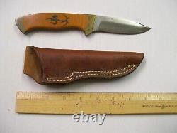 Bill Duff made knife rare scrimshaw of archer one of a kind & leather Sheath