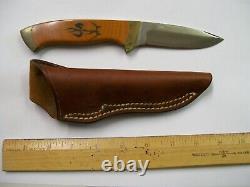 Bill Duff made knife rare scrimshaw of archer one of a kind & leather Sheath