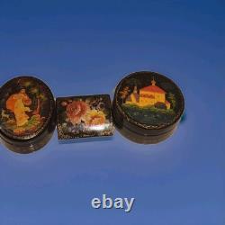 Black Painter Russian Laca Signed Autographed Boxes Pin Rare Only One Kind