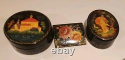 Black Painter Russian Laca Signed Autographed Boxes Pin Rare Only One Kind