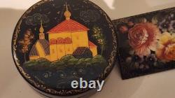 Black Painter Russian Laca Signed Autographed Boxes Pin Rare Only One Kind