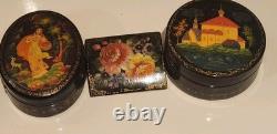 Black Painter Russian Laca Signed Autographed Boxes Pin Rare Only One Kind