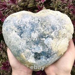 Blue Celestite Crystal Love Heart Rare One Of A Kind Large Crystals Specimen