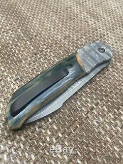Bob Terzuola one of a Kind Damascus Flipper custom Knife