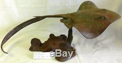 Bronze STINGRAY, Fine Art Sculpture One-of-a-Kind Collectible Animal Figurine