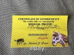 CUSTOM BUCK KNIFE 110 PAINTED PONY Michael Prater One of a Kind REDUCED SALE