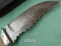 CUSTOM ONE OF A KIND FELDMAN DAMASCUS FIXED BLADE KNIFE With NORWEIGIAN PINECONE