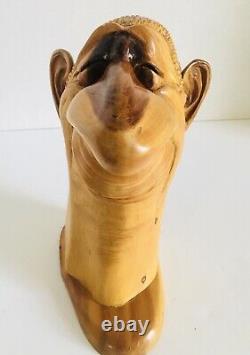 Carved Wood Caricature Big Nose Head Bust Unique One of a Kind