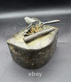 Chris & Pat Shatsby Whimsical Bird Still Bank Bronze Signed ONE OF A KIND MCM