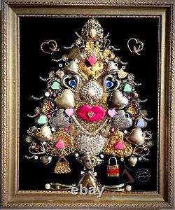 Christmas Tree, Hearts Collection, Framed Jewelry One Of A Kind Art, Unique Gift