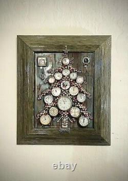 Christmas Tree, Watch Collection, Framed Jewelry One Of A Kind Art, Unique Gift