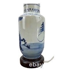 Classic Blue White Table Lamp Oriental Danny Handpainted Design One Of A Kind