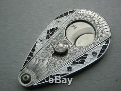 Cloisonne Xikar cigar cutter custom hand engraved Xi3 Art deco One of a kind