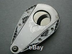 Cloisonne Xikar cigar cutter custom hand engraved Xi3 Art deco One of a kind