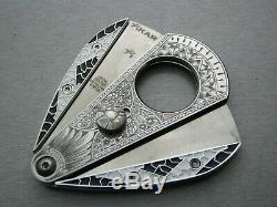 Cloisonne Xikar cigar cutter custom hand engraved Xi3 Art deco One of a kind