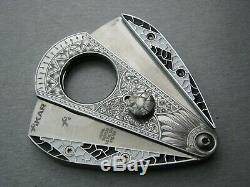 Cloisonne Xikar cigar cutter custom hand engraved Xi3 Art deco One of a kind