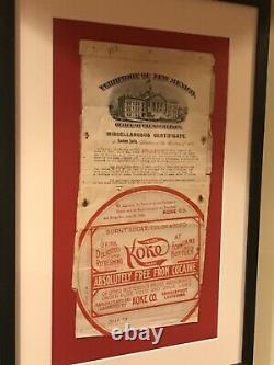 Coca Cola KOKE soda legal document / barrel head label RARE teens one of a kind