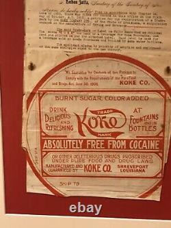 Coca Cola KOKE soda legal document / barrel head label RARE teens one of a kind