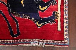 Collectible One-of-a-Kind ANIMAL LION PICTORIAL Gabbeh Hand-made Runner Rug 3x10