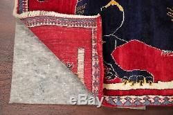 Collectible One-of-a-Kind ANIMAL LION PICTORIAL Gabbeh Hand-made Runner Rug 3x10