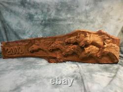 Collectible One of a kind Seven Horses Head Wood Carving Plaque figurine