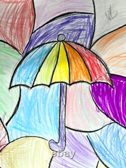 Colorful Shelter- One of a Kind Crayon Art by Lihi Neomi Collectible Piece