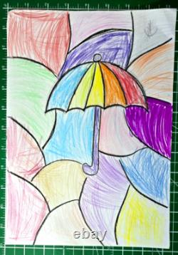 Colorful Shelter- One of a Kind Crayon Art by Lihi Neomi Collectible Piece