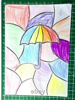 Colorful Shelter- One of a Kind Crayon Art by Lihi Neomi Collectible Piece