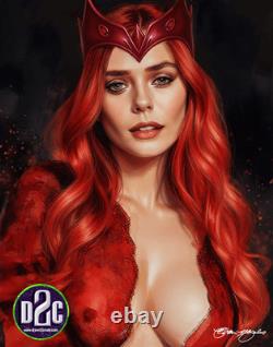 Comic Art One of a Kind Acrylic Painrting of /The Scarlet Witch