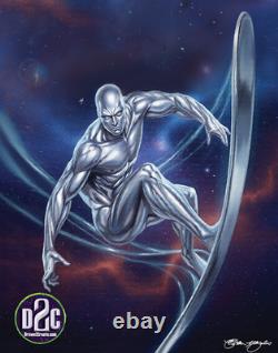 Comic Art One of a Kind Acrylic Painting/ The Silver Surfer curved board