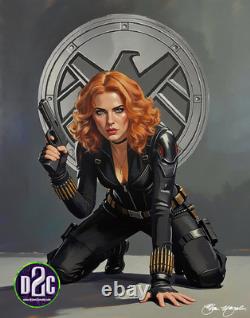 Comic Art One of a Kind Acrylic Painting of The Black Widow