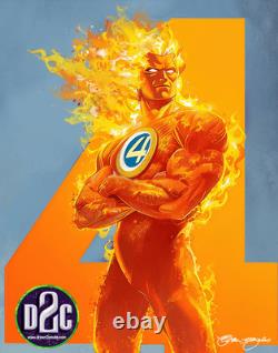 Comic Art One of a Kind Painting of The Human Torch