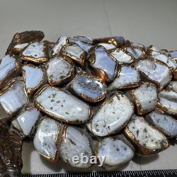 Copper Sea Turtle Figure Blue Lace Agate Stone Shell One of a Kind 9