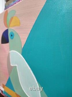 Corbellic Collectible Bird 12x16 Teal Toucan Animal Canvas Contemporary Decor NR