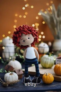 Crochet Witch Doll with Hat Handmade Halloween Doll, Amigurumi Decoration