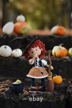 Crochet Witch Doll with Hat Handmade Halloween Doll, Amigurumi Decoration